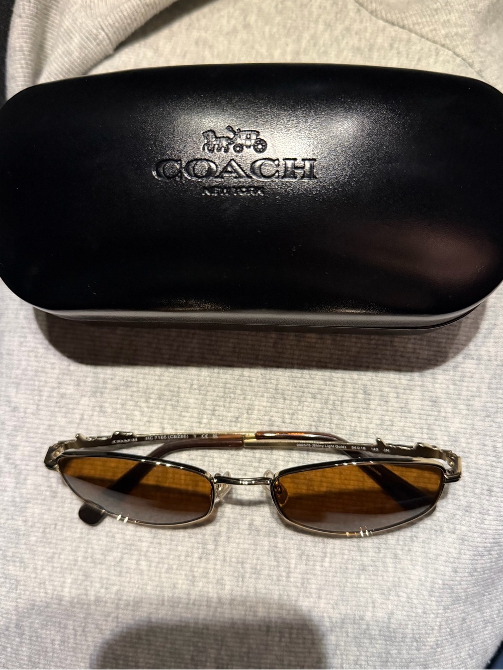 Coach Slim Rectangle Sunglasses in Brown and Silver